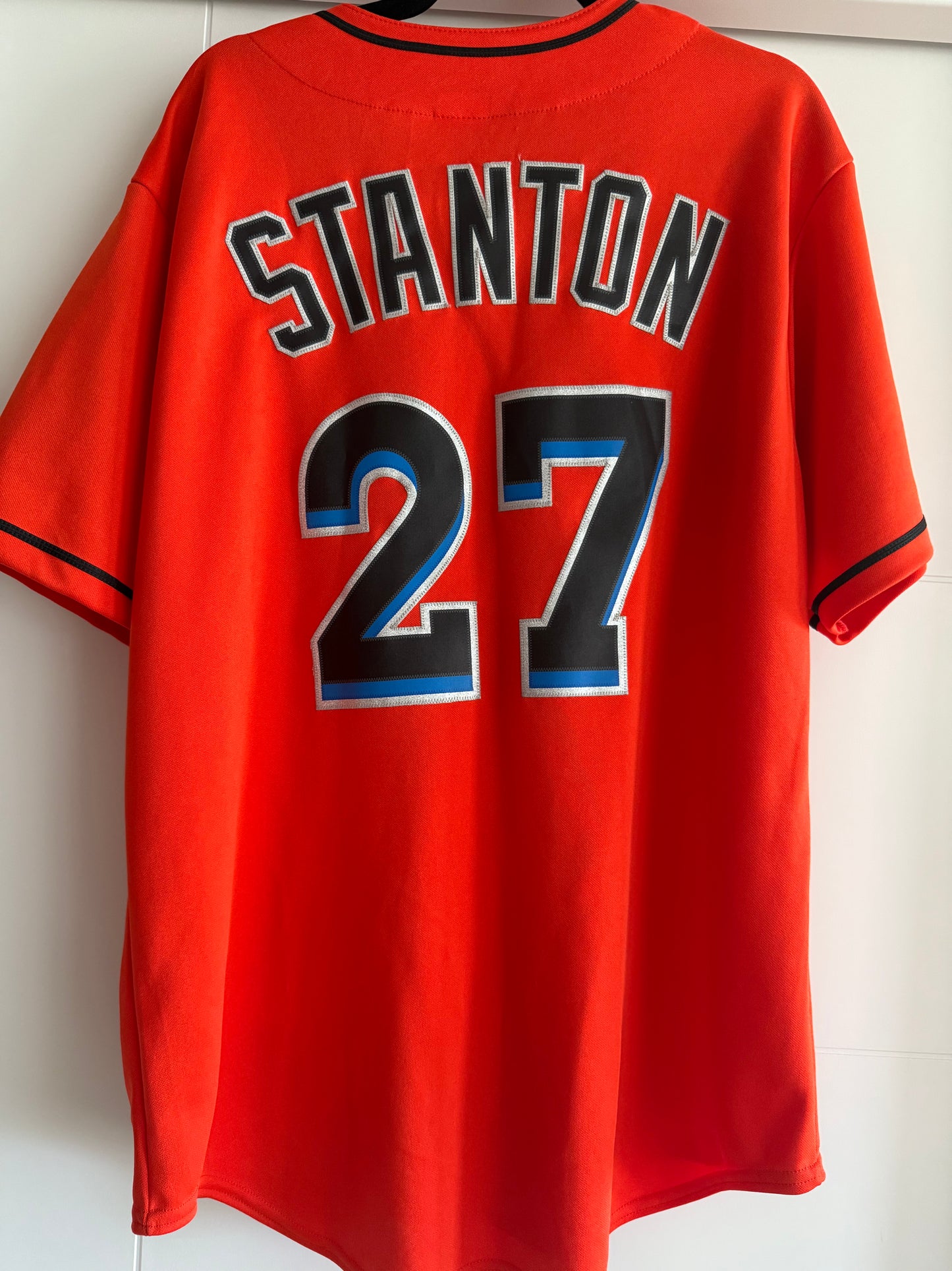 Marlins Giancarlo Stanton Majestic Replica Orange L (NWT)