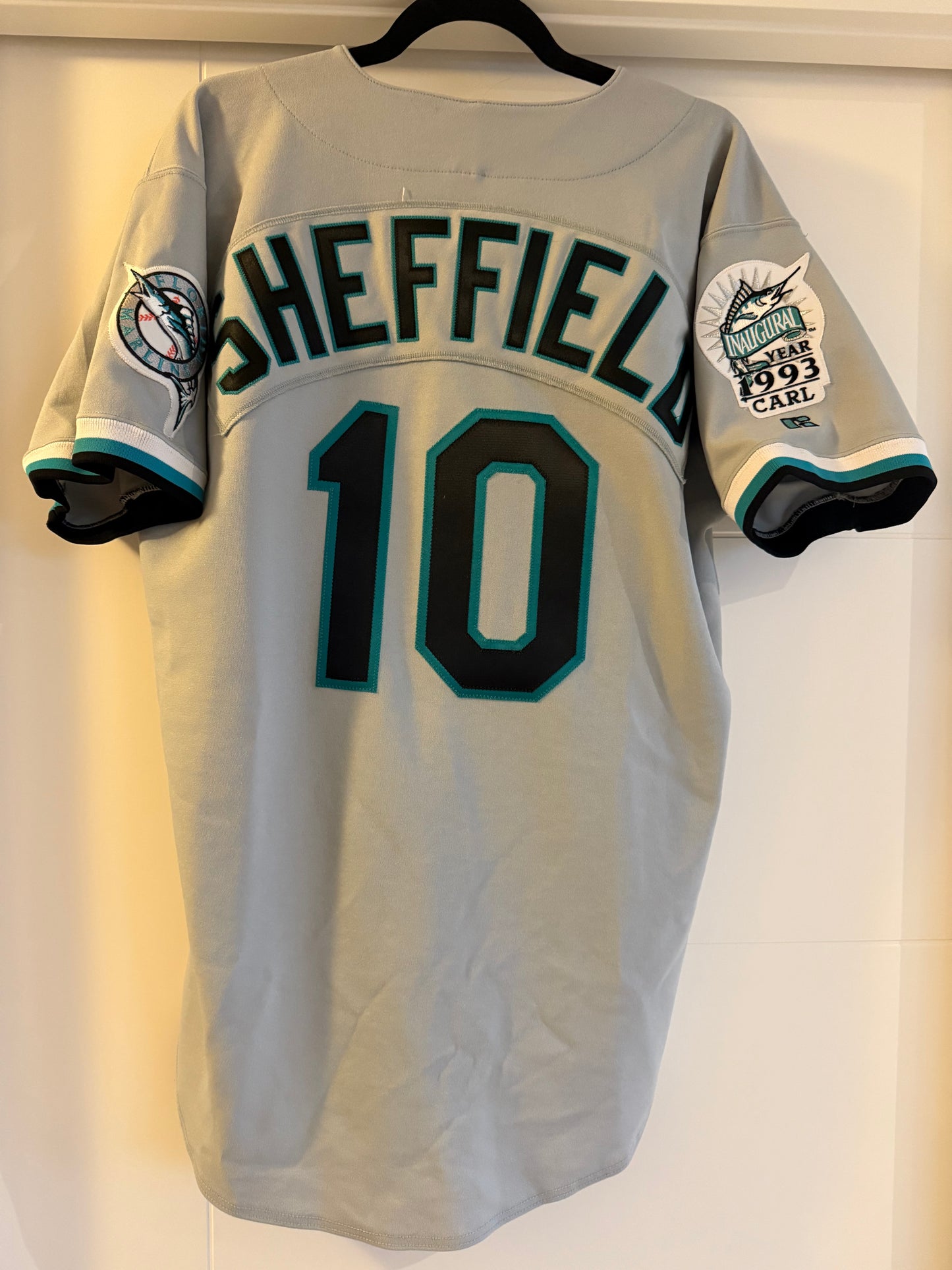Marlins Gary Sheffield Russell Athletic Authentic 1993 Grey Sz 44 (used)