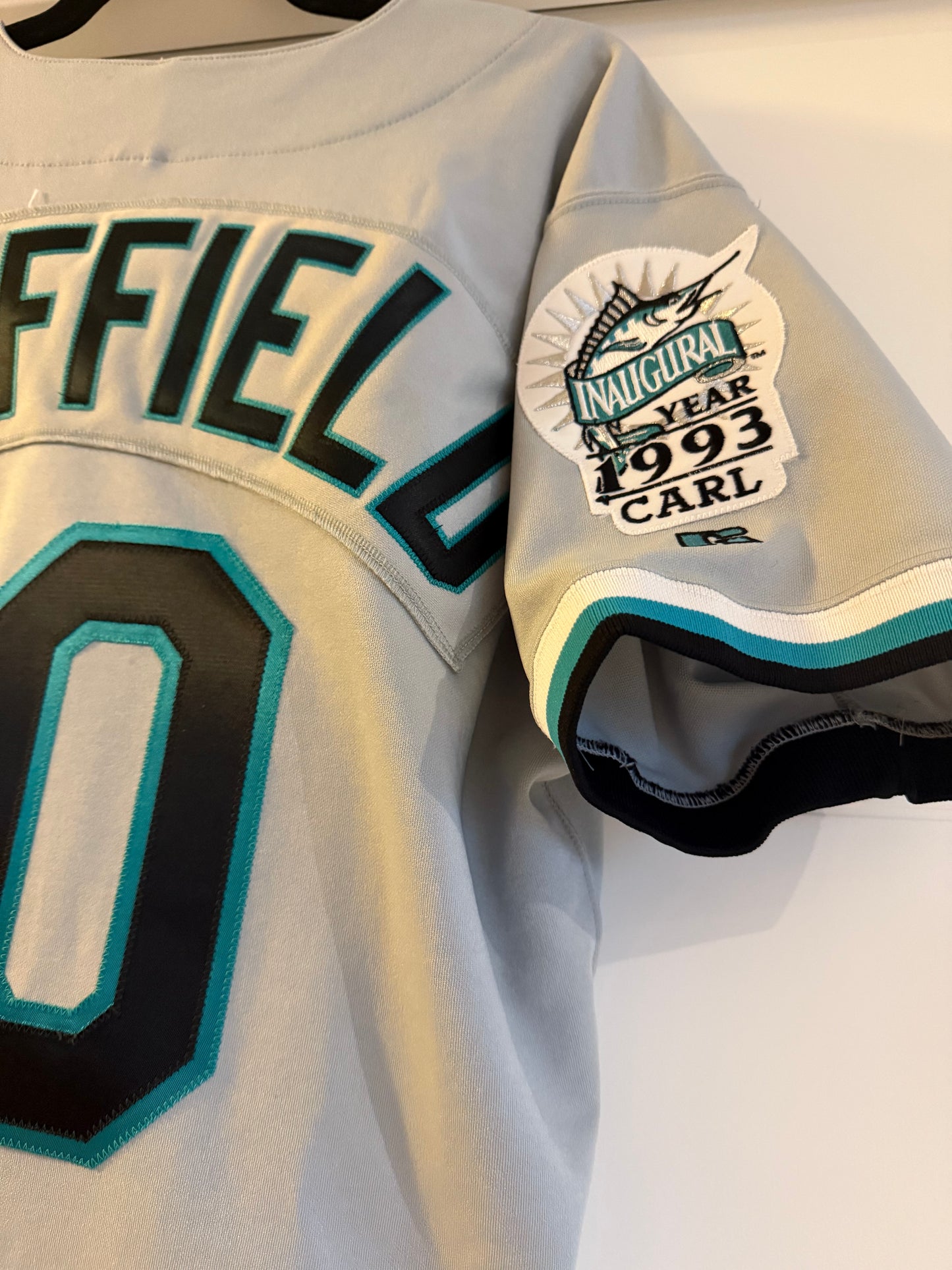 Marlins Gary Sheffield Russell Athletic Authentic 1993 Grey Sz 44 (used)