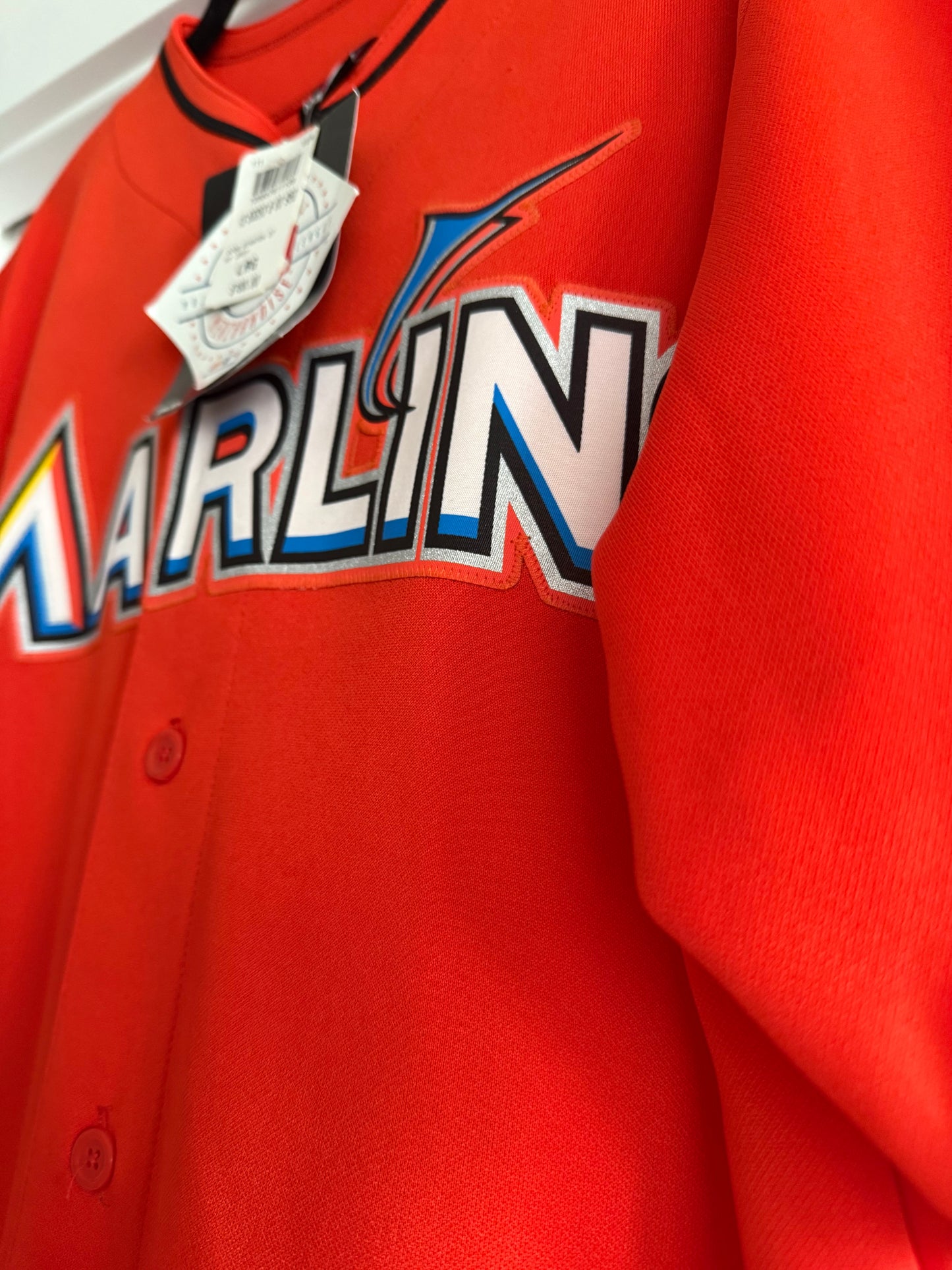 Marlins Giancarlo Stanton Majestic Replica Orange L (NWT)