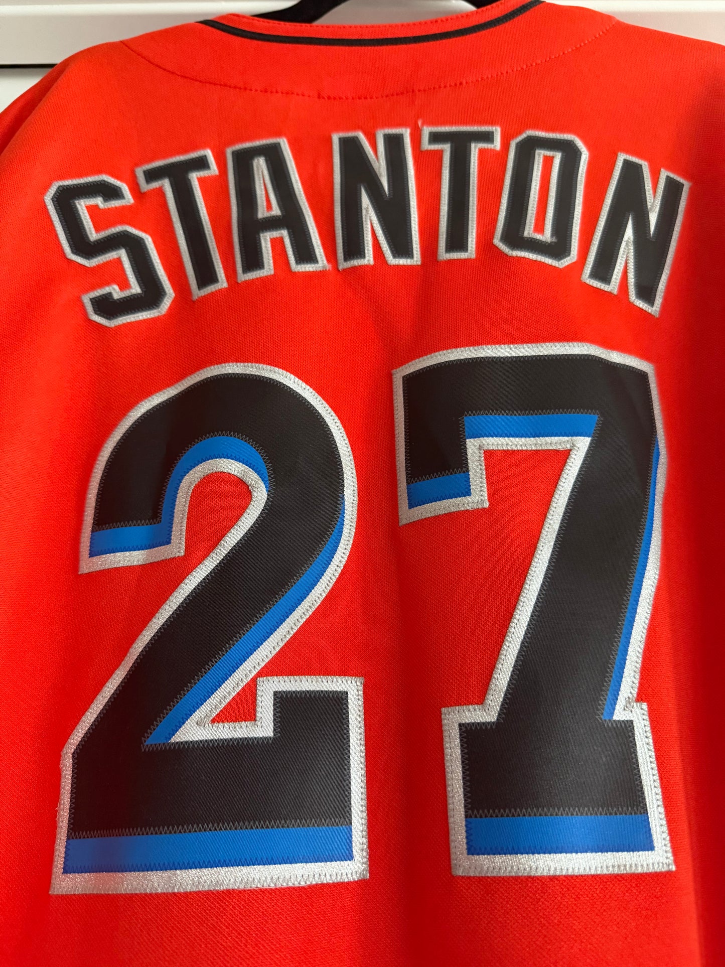 Marlins Giancarlo Stanton Majestic Replica Orange L (NWT)