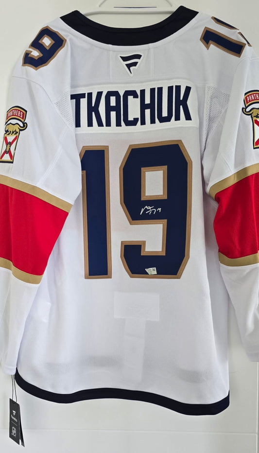 Panthers Matthew Tkachuk Autographed Fanatics Premium White 54 (Fanatics COA) NWT