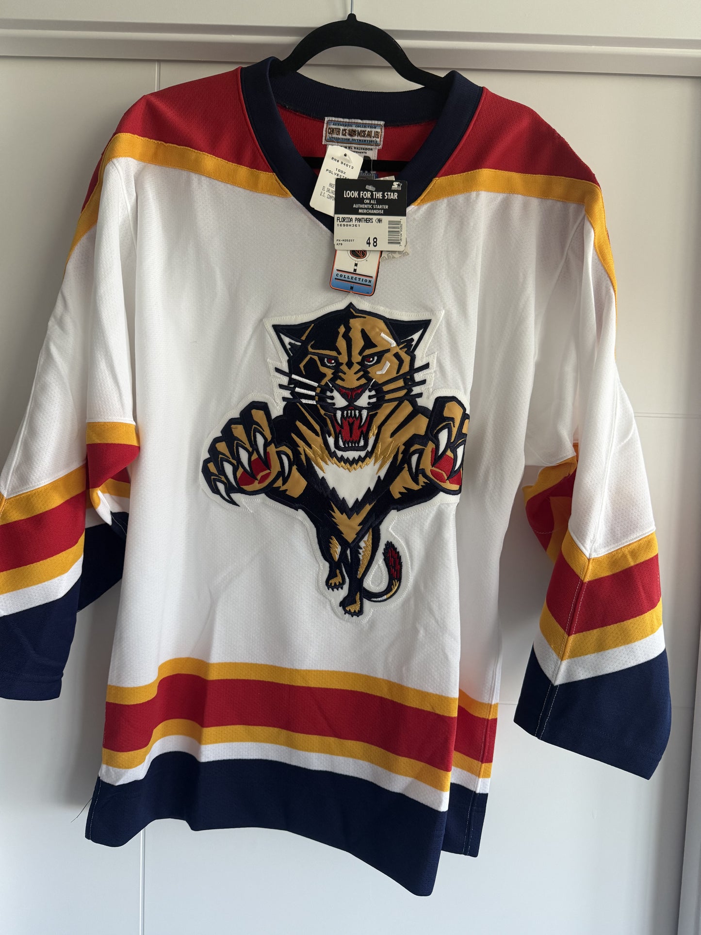 Panthers Starter Retail Authentic White Jersey Sz 48 (NWT) READ
