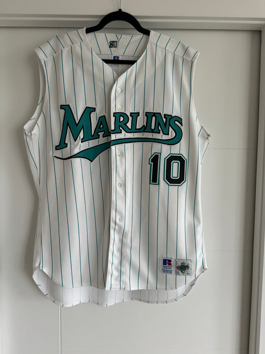 Marlins Gary Sheffield Russel Authentic White Pinstripe Vest 48 (used)