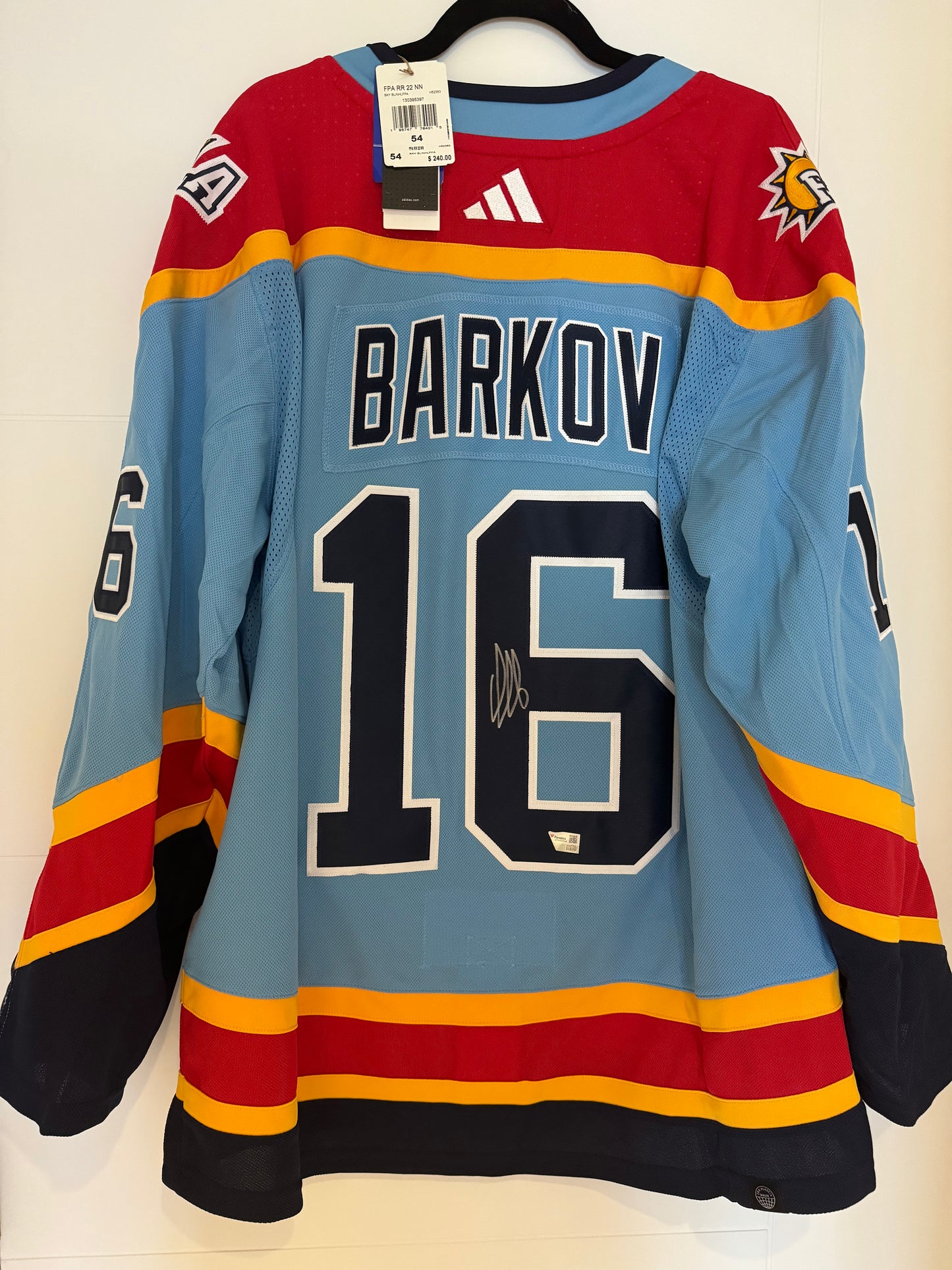 Panthers Alexander Barkov Autographed Reverse Retro 2.0 Adidas Authentic 54 (NWT) Fanatics COA