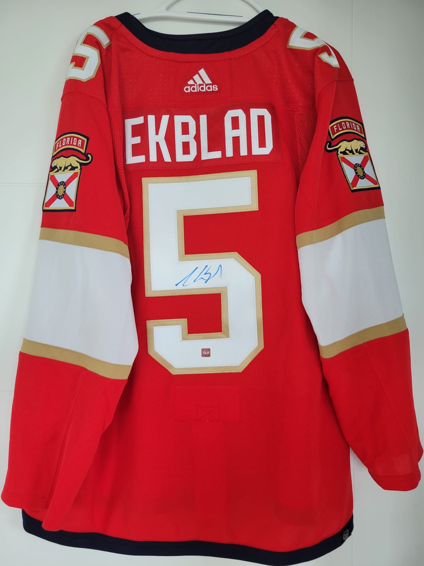 Panthers Aaron Ekblad Autographed Adidas Authentic Red 54 (COJO) NWT