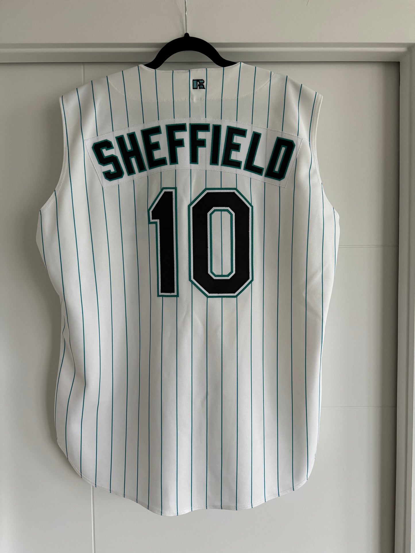 Marlins Gary Sheffield Russel Authentic White Pinstripe Vest 48 (used)