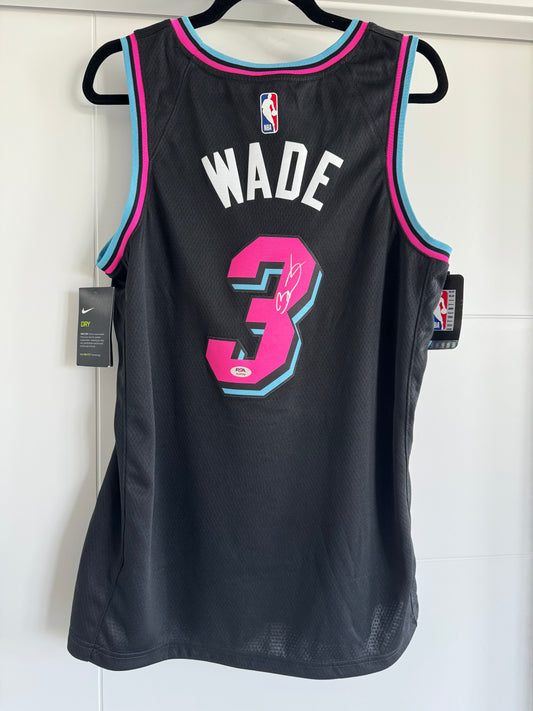 Heat Dwyane Wade Autographed Vice Nights Nike Swingman 48 PSA Authenticated (NWT)