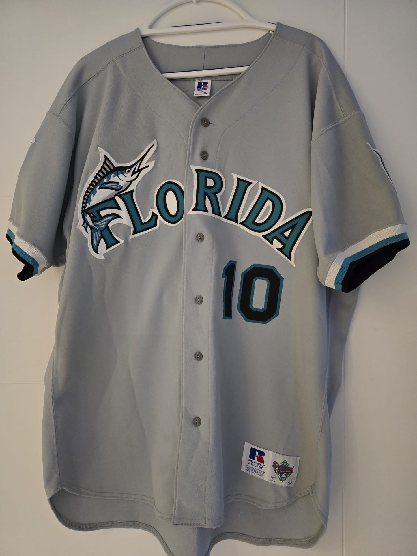 Marlins Gary Sheffield Russell Athletic Authentic 1993 Grey Sz 52 (used)