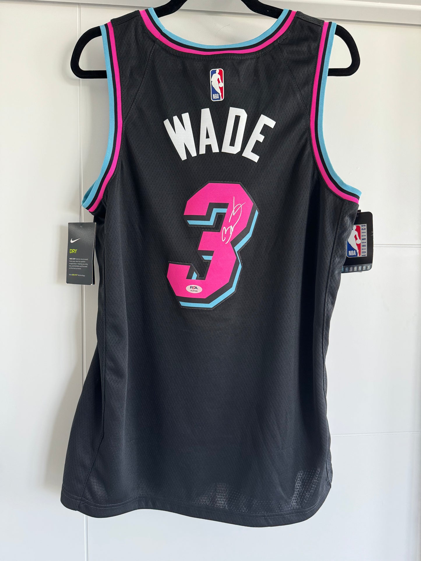 Heat Dwyane Wade Autographed Vice Nights Nike Swingman 48 PSA Authenticated (NWT)