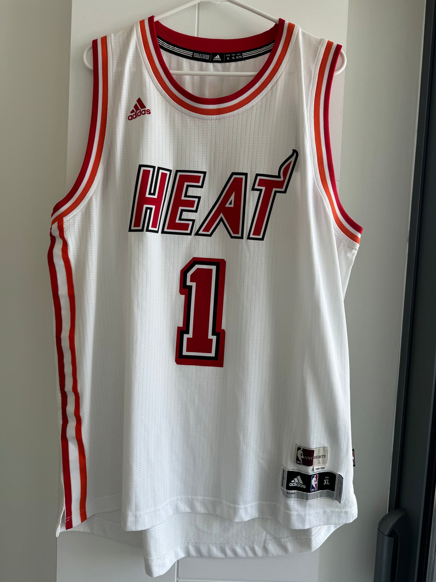 Heat Chris Bosh Adidas Swingman White 2015-2016 Hardwood Classics XL NWT