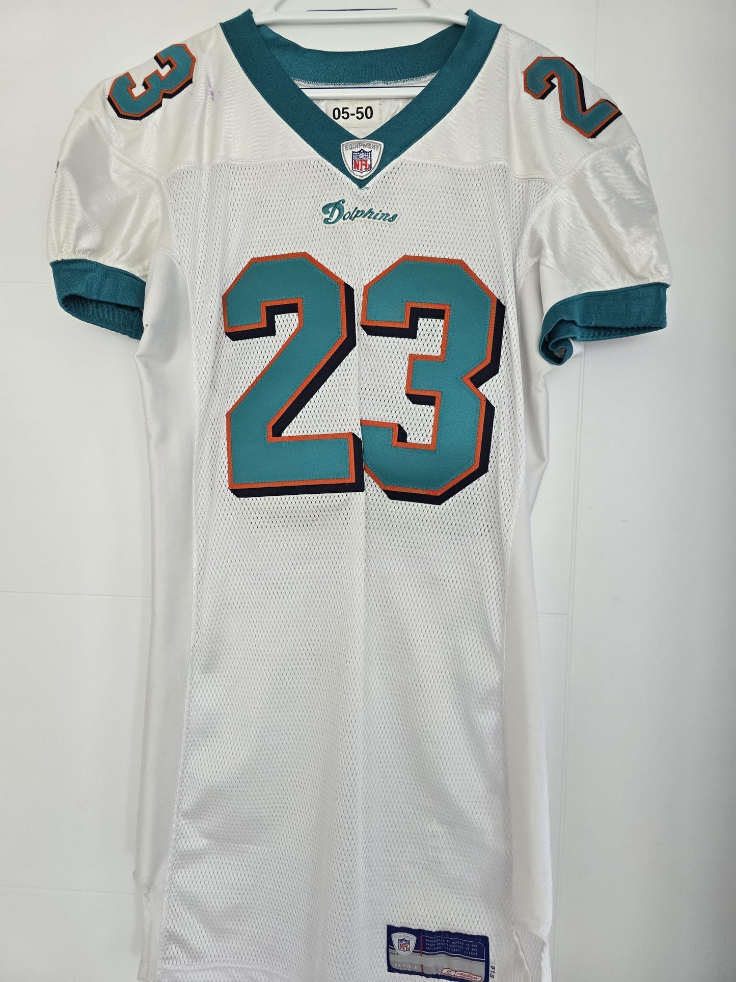 Dolphins Ronnie Brown Team Issued 2005 Reebok White 50 (used)