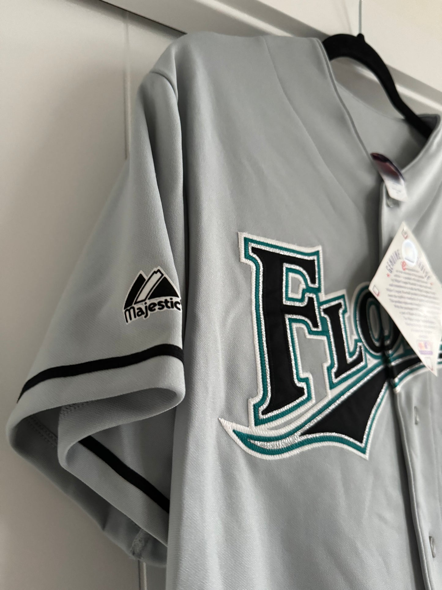 Florida Marlins Majestic Athletic Replica Grey L NWT