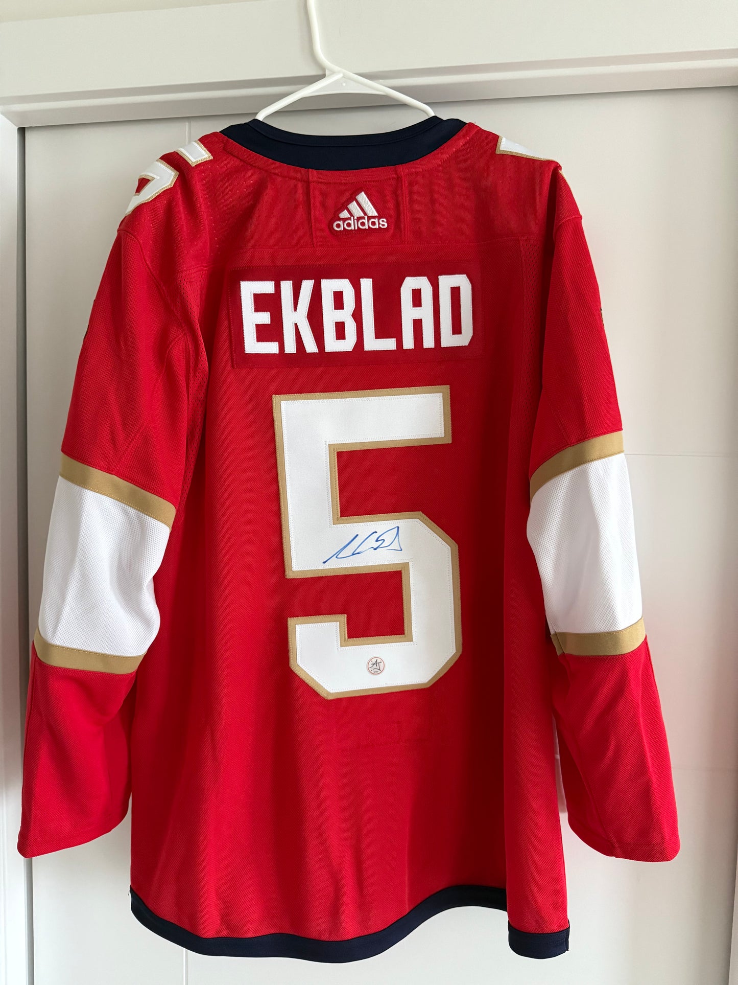 Panthers Aaron Ekblad Autographed Adidas Authentic Red 52 (AJ) NWT