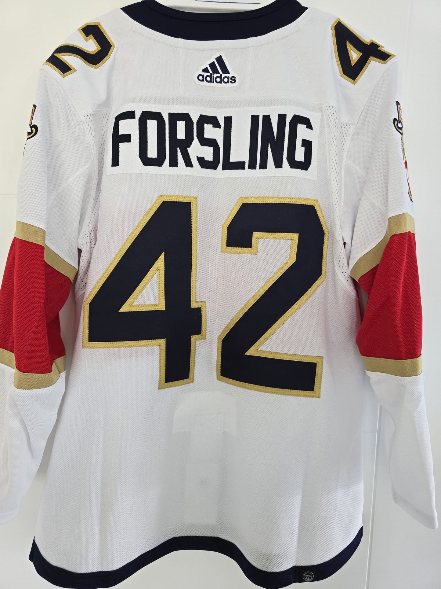 Panthers Gustav Forsling 2023 SCF patch Adidas Authentic 46 White (NWT)