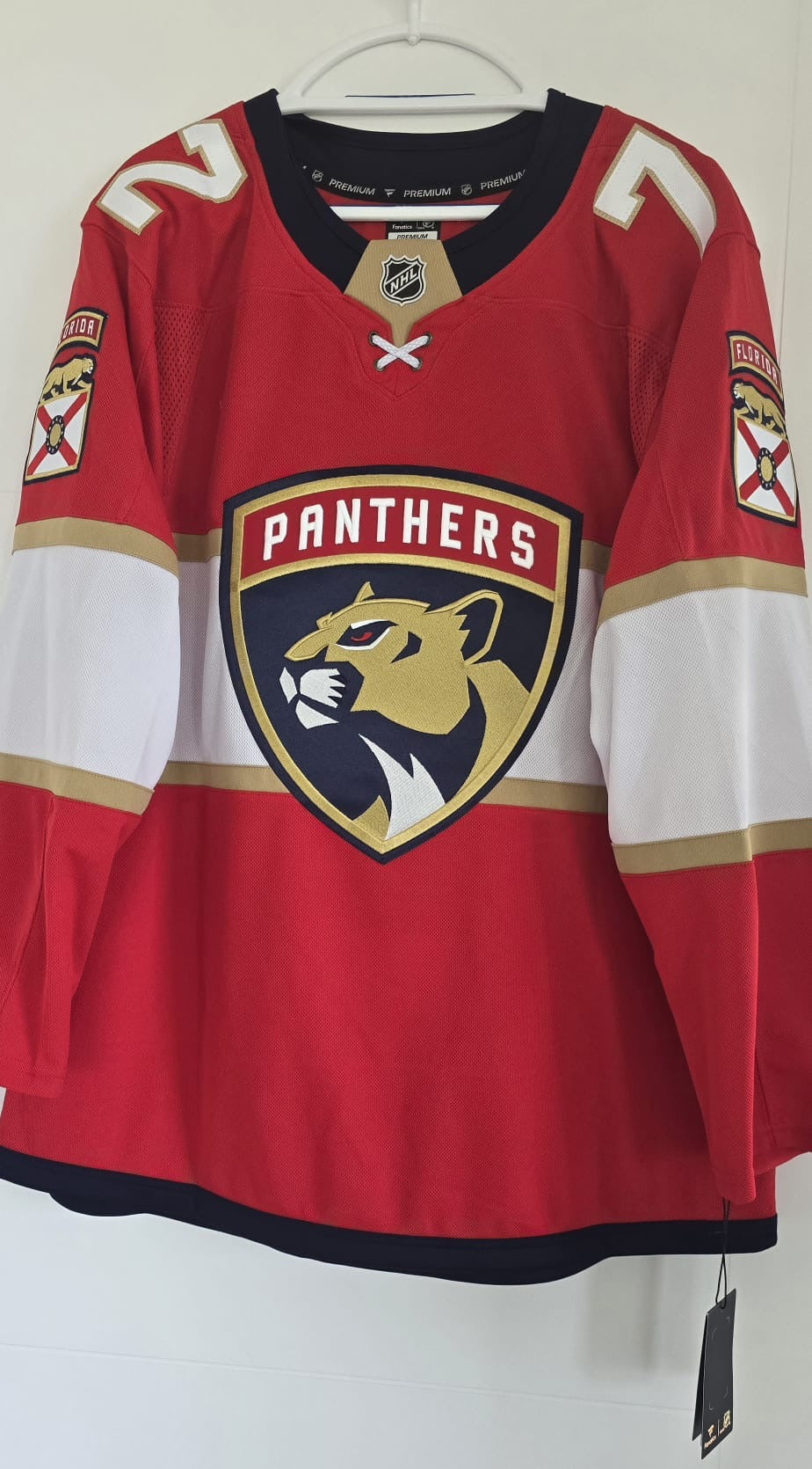 Panthers Autographed Sergei Bobrovsky Fanatics Premium 52 Red NWT (AJ Sports COA)