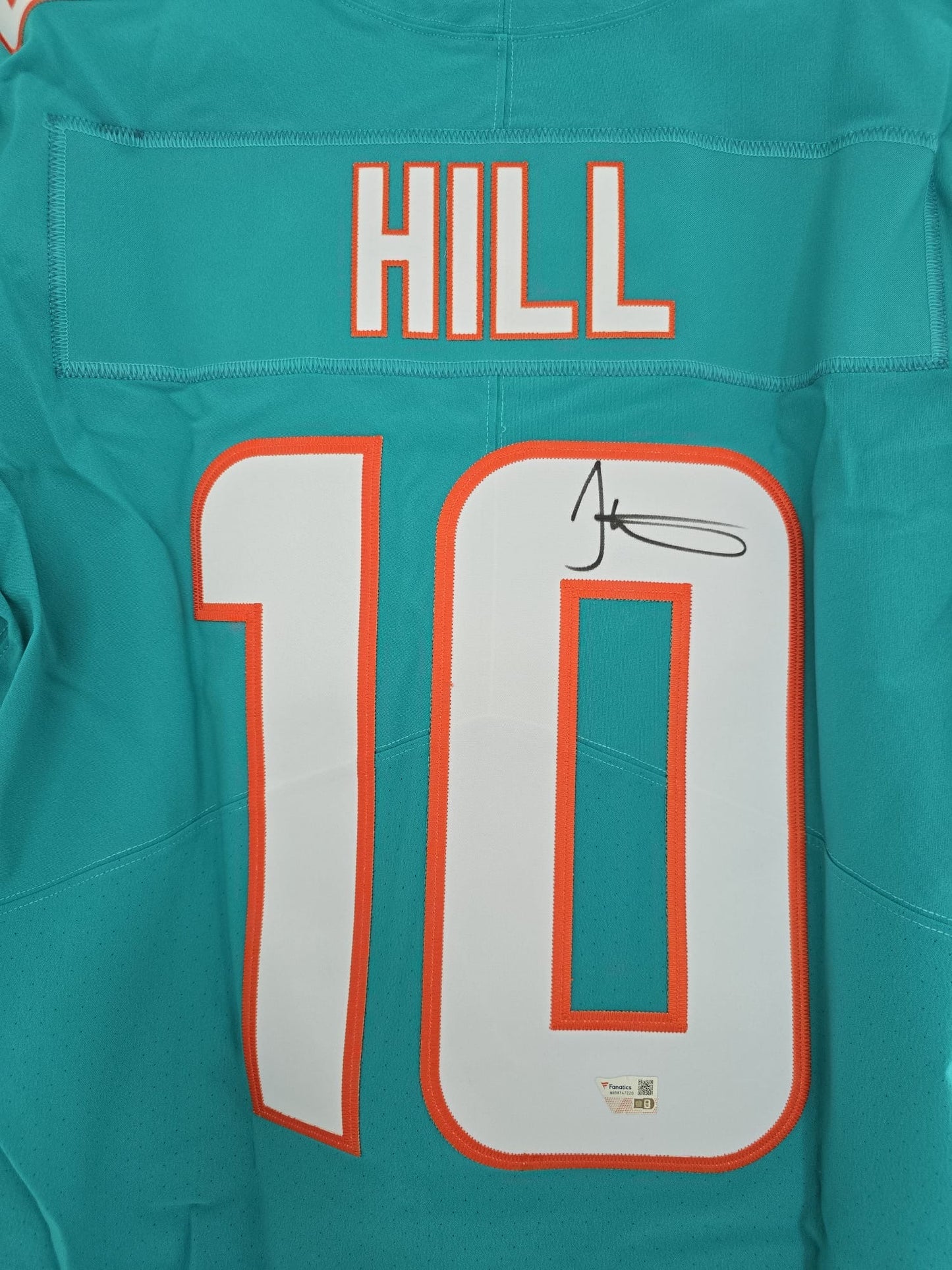 Dolphins Tyreek Hill Autographed Nike Vapor Elite Aqua 44(NWT) Fanatics COA