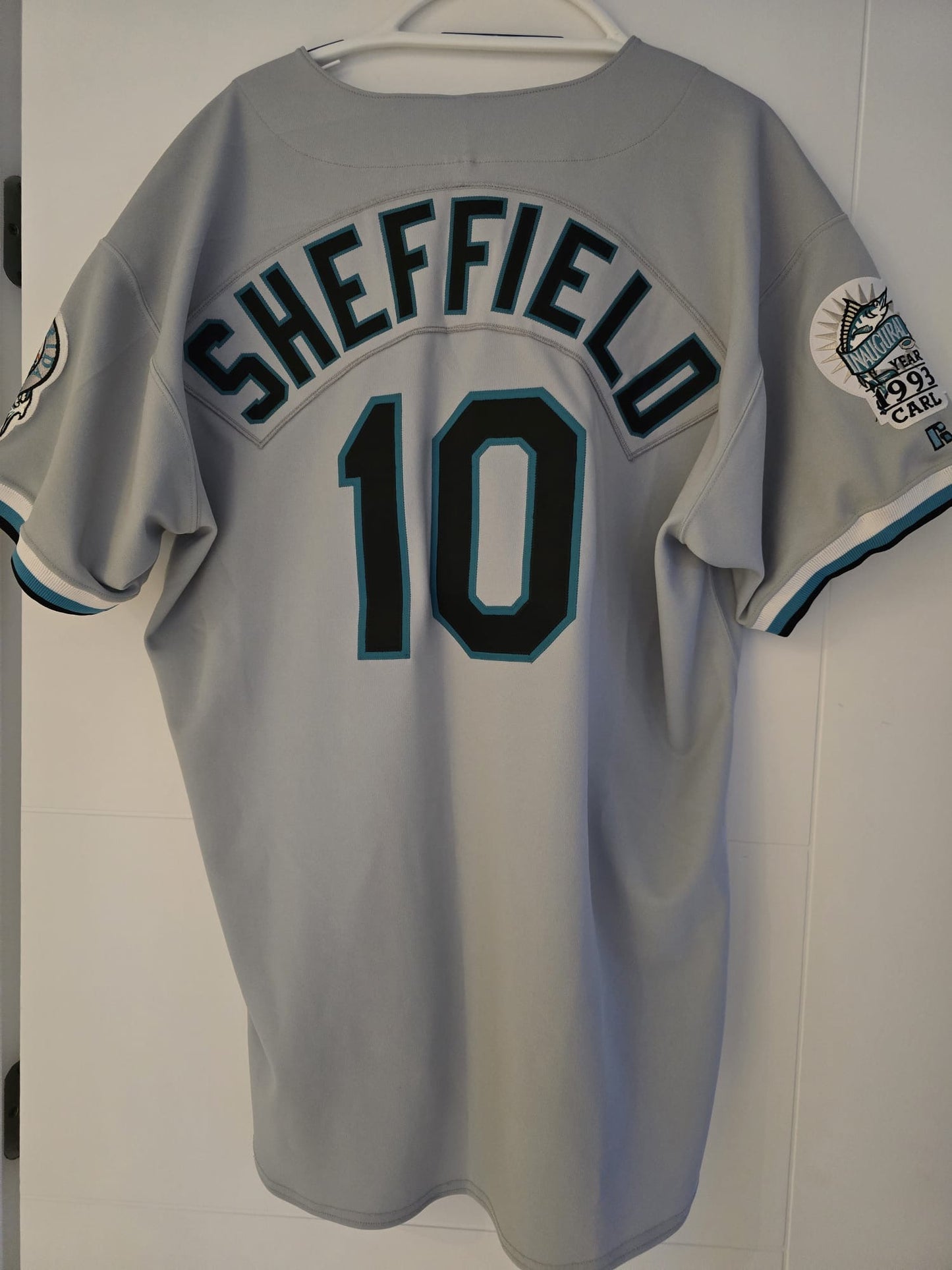 Marlins Gary Sheffield Russell Athletic Authentic 1993 Grey Sz 52 (used)