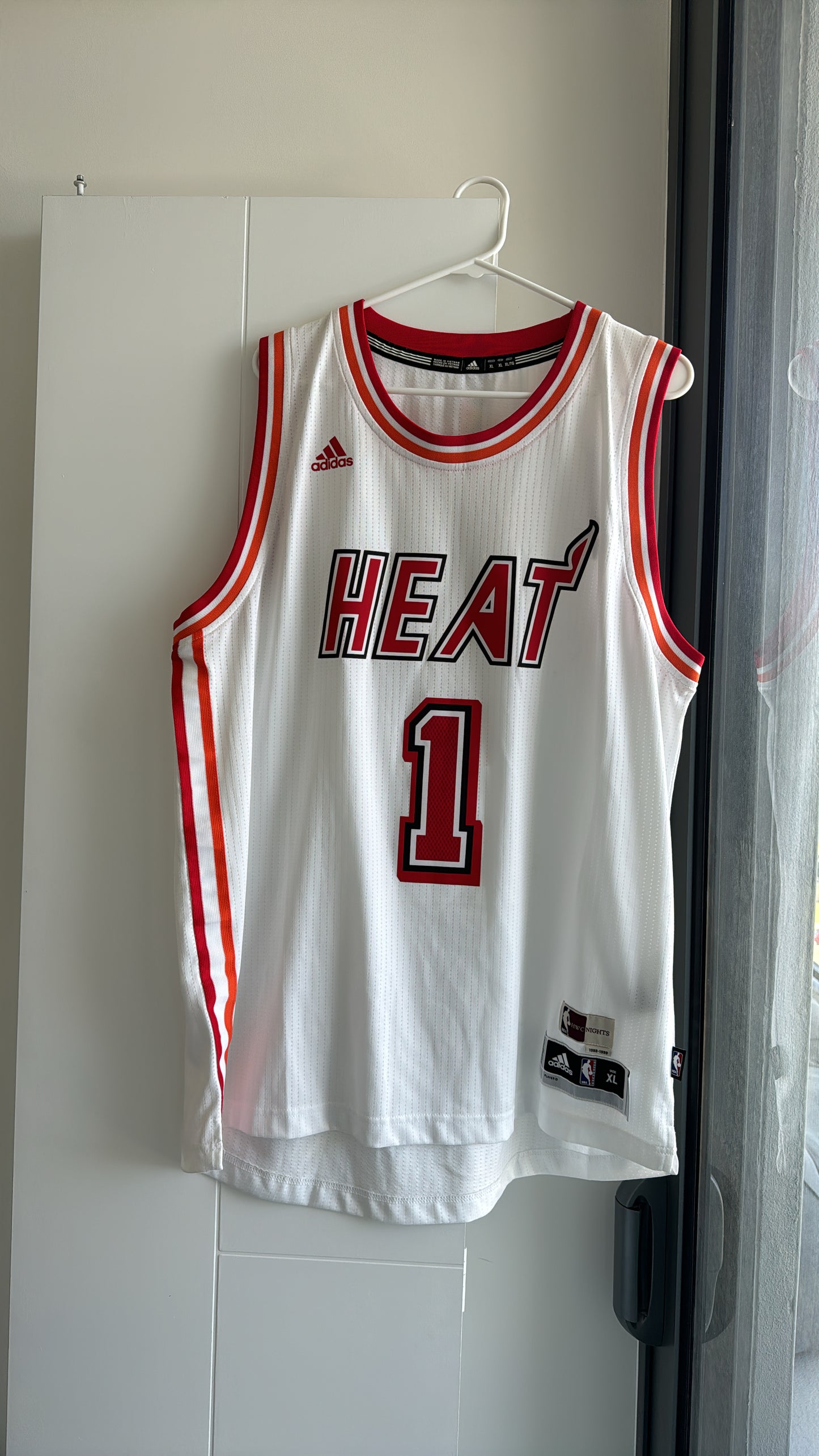 Heat Chris Bosh Adidas Swingman White 2015-2016 Hardwood Classics XL NWT