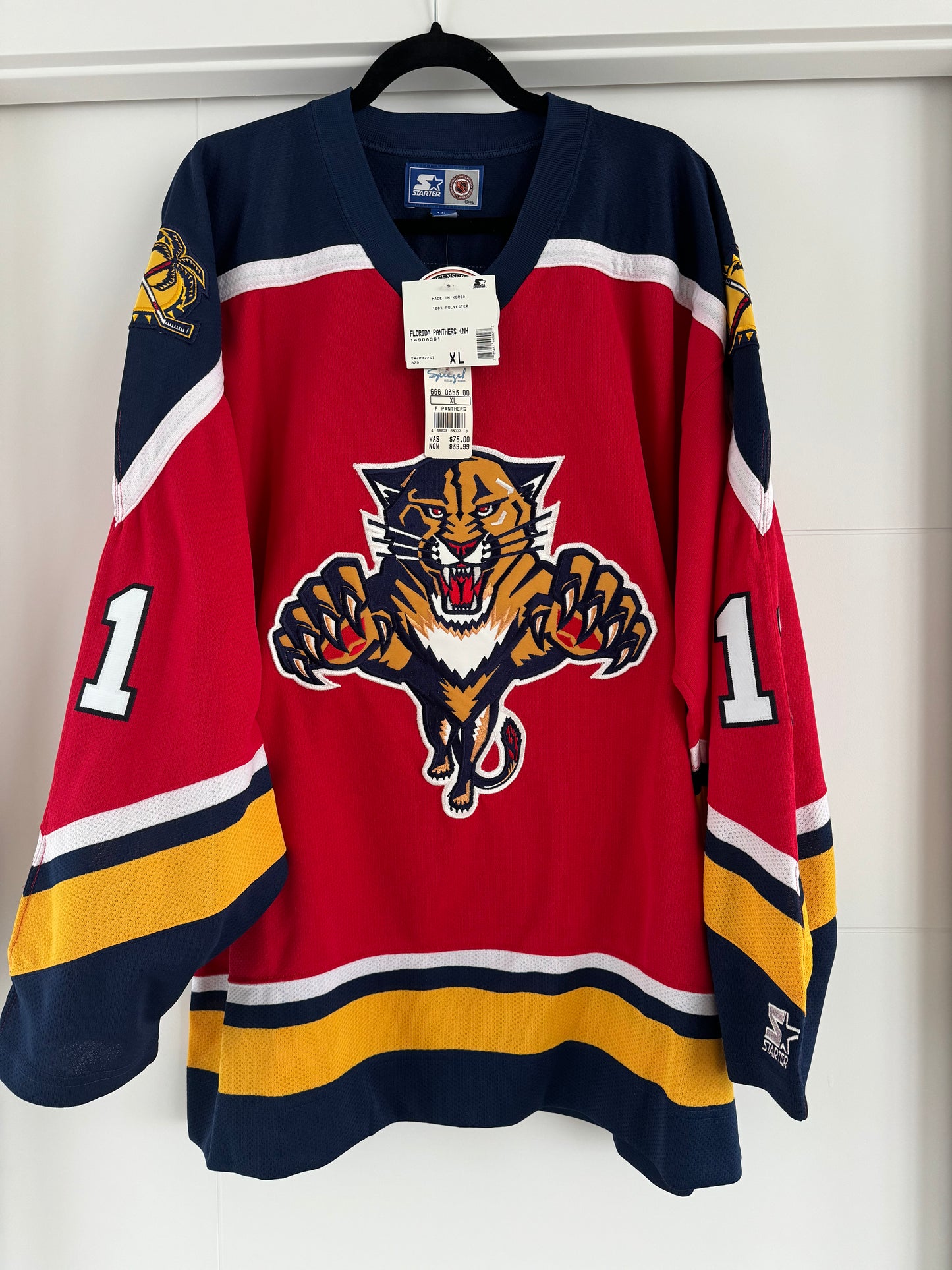 Panthers Bill Lindsay Starter Replica Red XL (NWT)