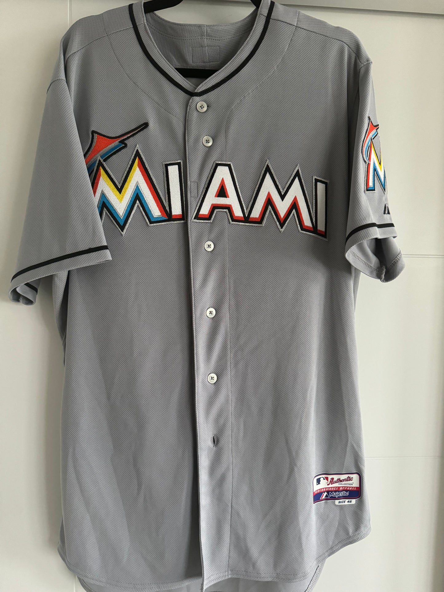 Marlins Jose Fernandez TEAM ISSUED Majestic Athletic Gray 46