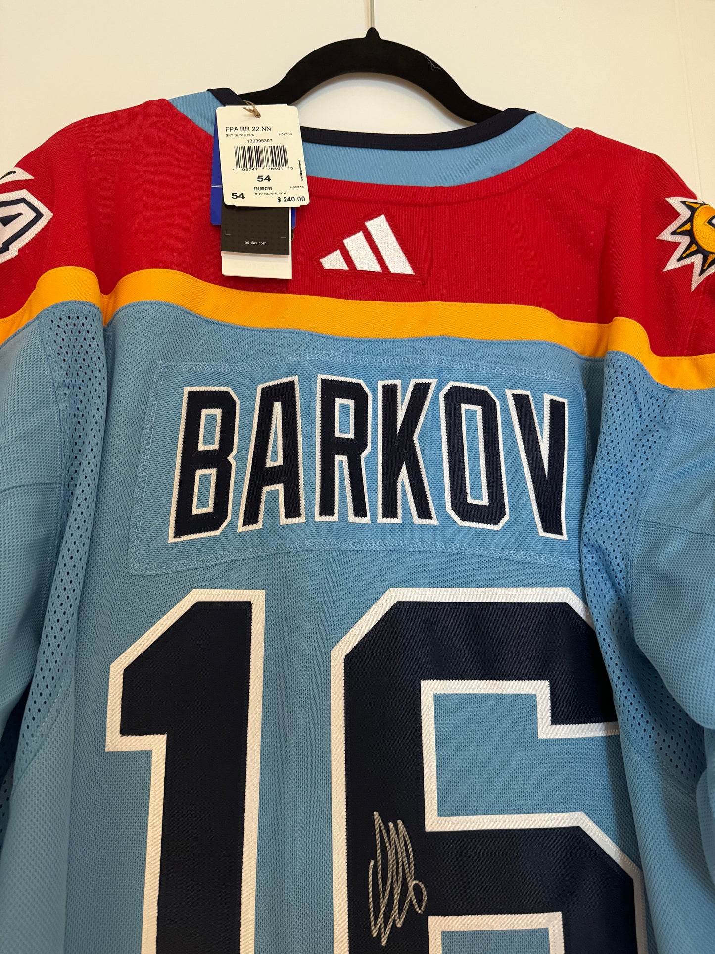 Panthers Alexander Barkov Autographed Reverse Retro 2.0 Adidas Authentic 54 (NWT) Fanatics COA