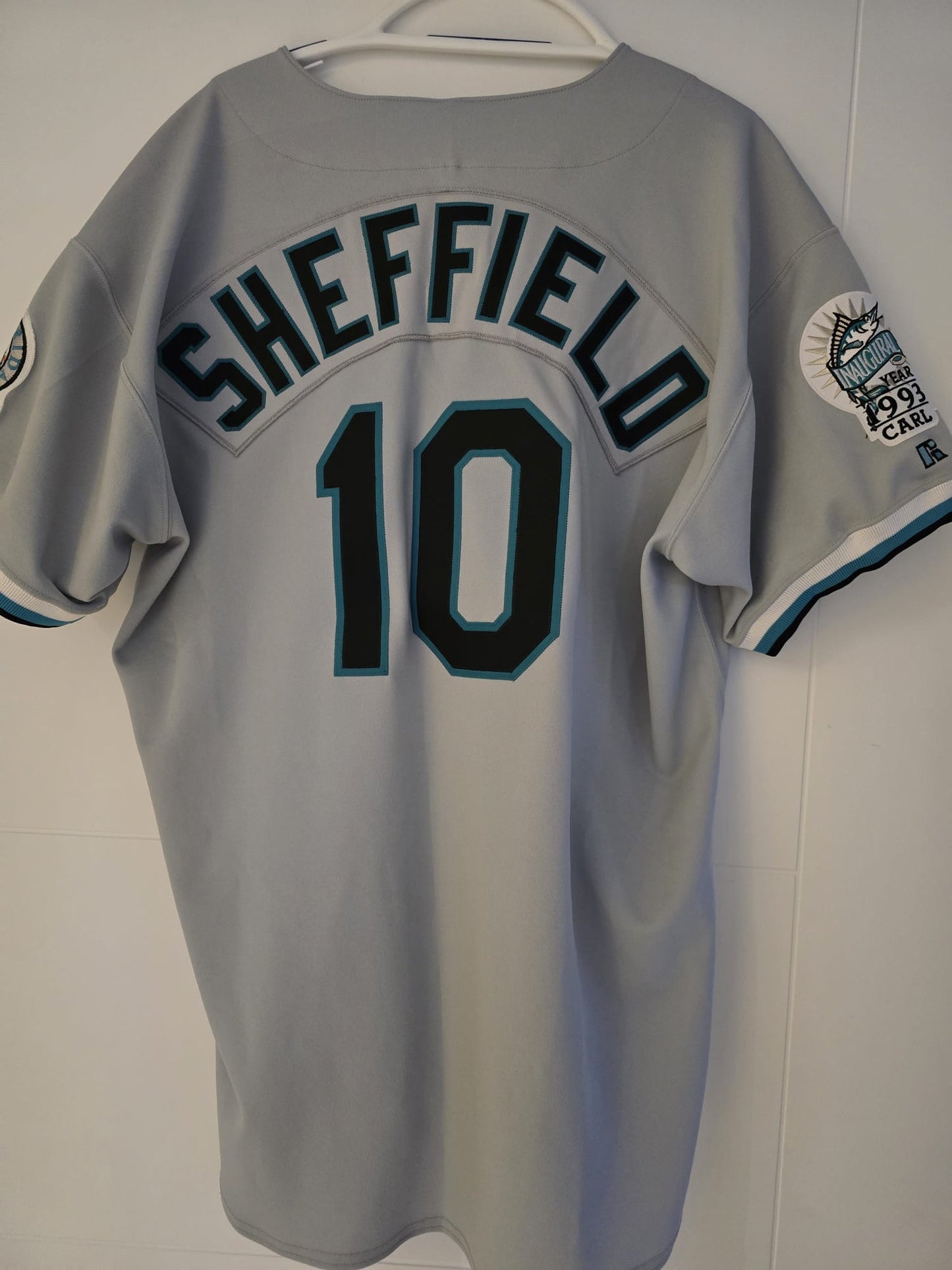 Marlins Gary Sheffield Russell Athletic Authentic 1993 Grey Sz 52 (used)