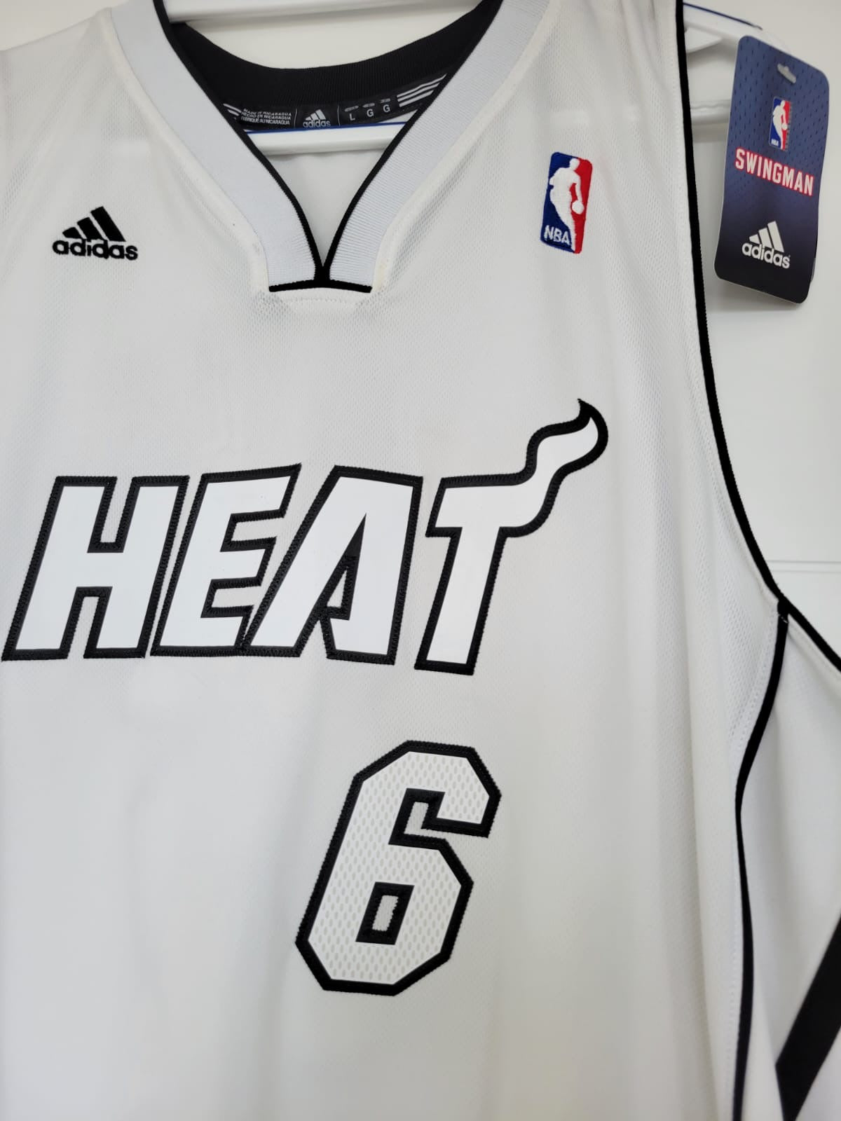 Heat LeBron James Adidas Swingman White Hot L (NWT)