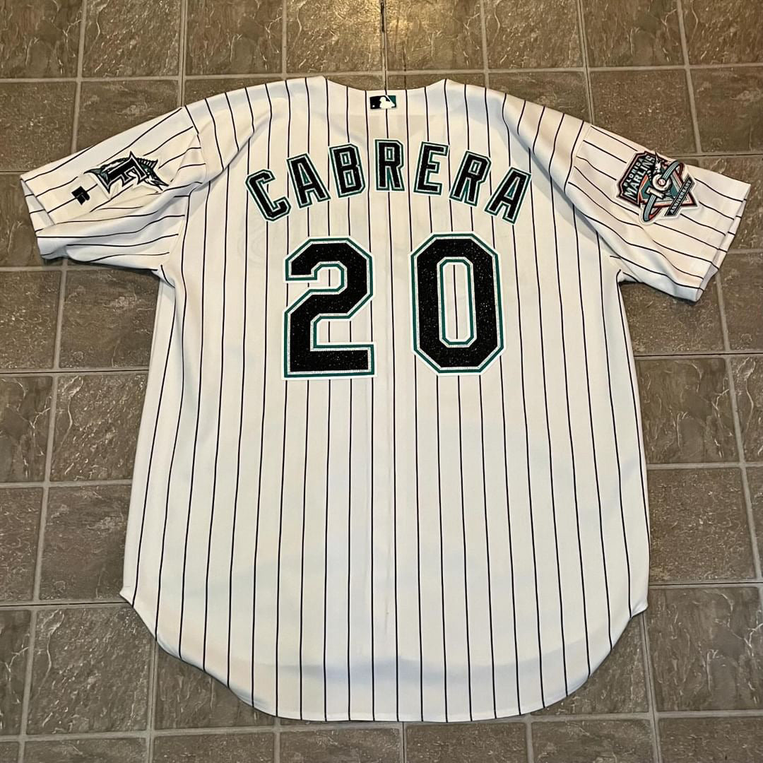 Marlins Miguel Cabrera Russell Authentic 2003 (rookie year) Black Pinstripes 52 (used)