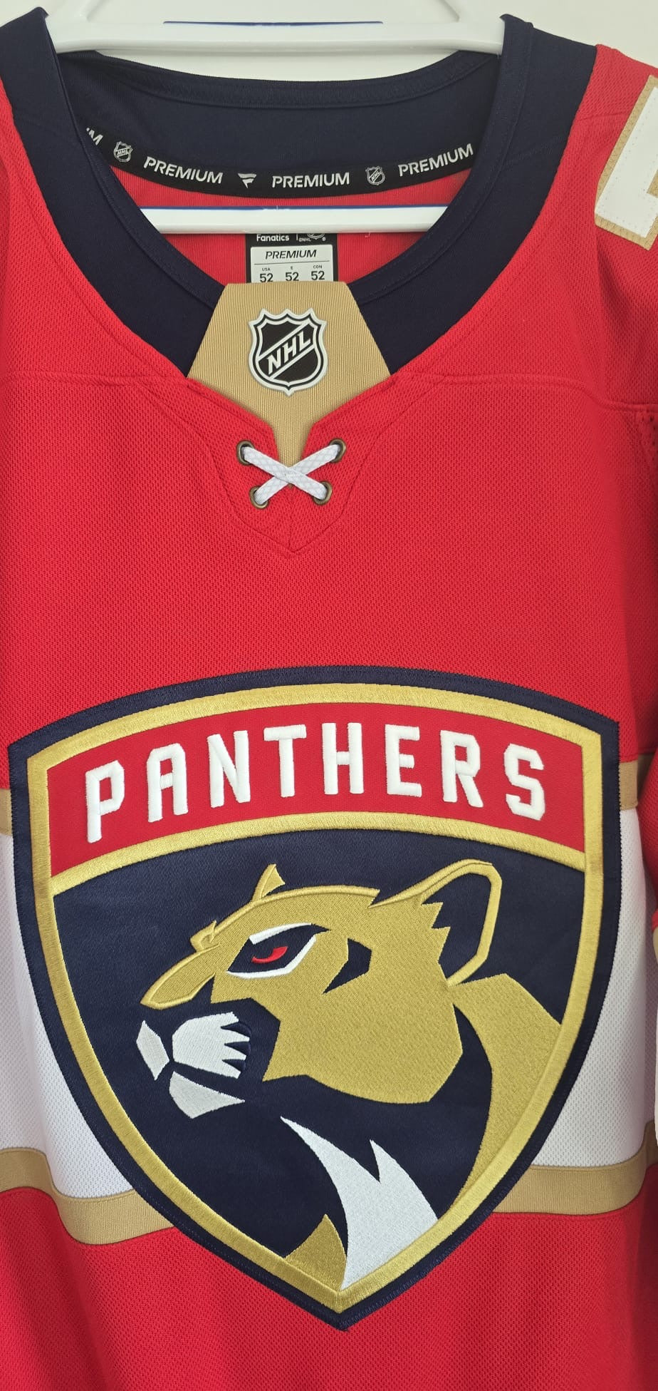 Panthers Autographed Sergei Bobrovsky Fanatics Premium 52 Red NWT (AJ Sports COA)