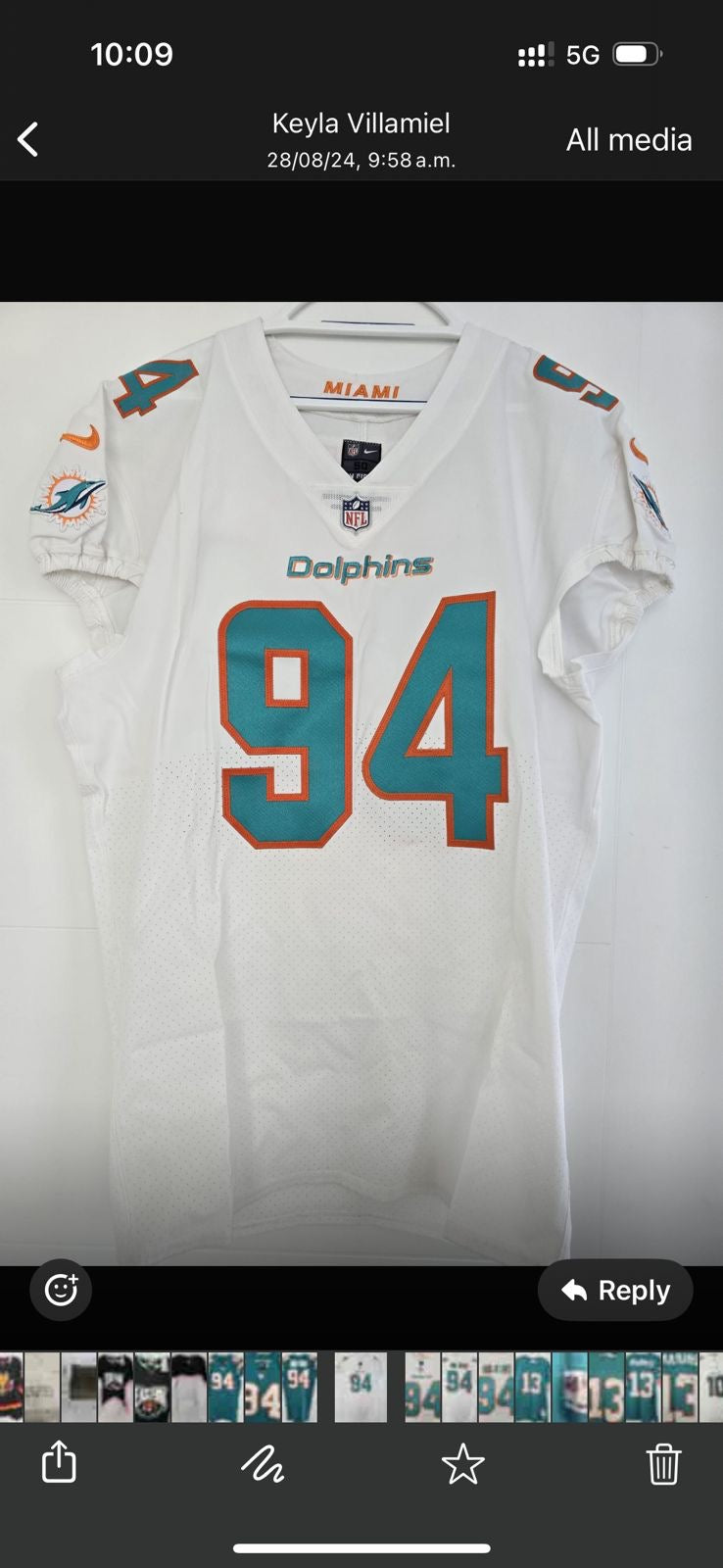 Dolphins Christian Wilkins Team Issued White 50