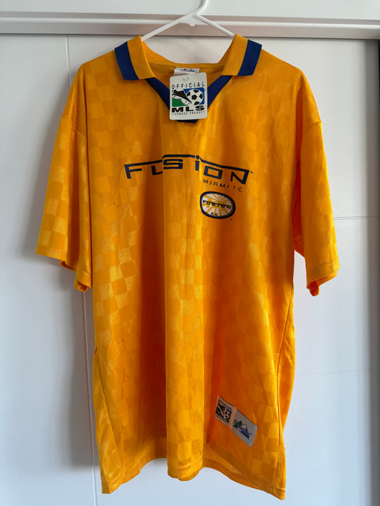 Miami Fusion 1990s Majestic Replica Yellow Jersey L NWT